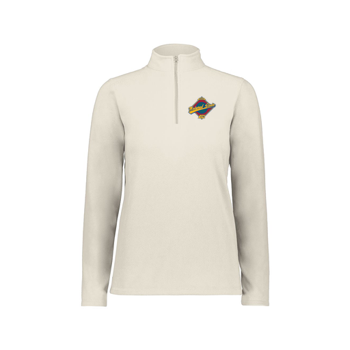 [6864.53T.XS-LOGO1] Ladies MicroFleece 1/4 Zip Pullover (Female Adult XS, White, Logo 1)