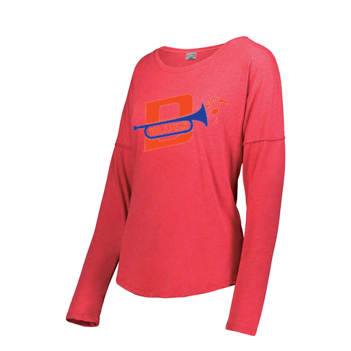 [FTLCUBRD-FAXS-LOGO3] Decker Women's Tri-Blend T-Shirt - Long Sleeve (Female Adult XS, Red, Logo 3)