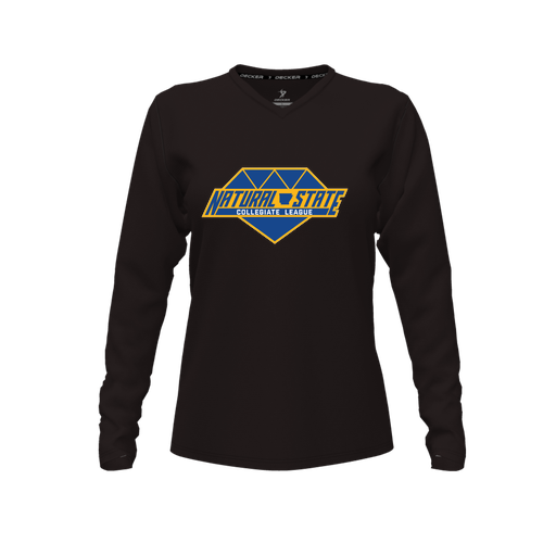 [CUS-DFW-TEES-CMF-VNK-LSL-BLK-FYXS-LOGO2] Comfort T-Shirt (Female Youth XS, Black, V Neck, Logo 2, Long Sleeve)