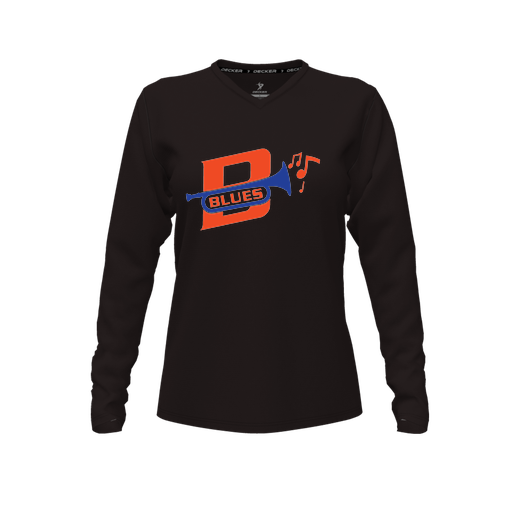 [FTLVCFBK-FYXS-LOGO3] Decker Comfort T-Shirt (Female Youth XS, Black, V Neck, Logo 3, Long Sleeve)