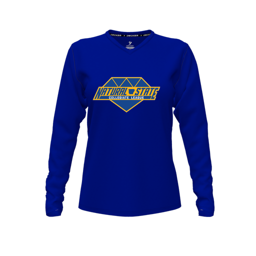 [FTLVCFRY-FYXS-LOGO2] Decker Comfort T-Shirt (Female Youth XS, Royal, V Neck, Logo 2, Long Sleeve)