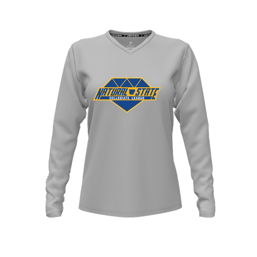 [CUS-DFW-TEES-CMF-VNK-LSL-GRY-FYXS-LOGO2] Comfort T-Shirt (Female Youth XS, Gray, V Neck, Logo 2, Long Sleeve)