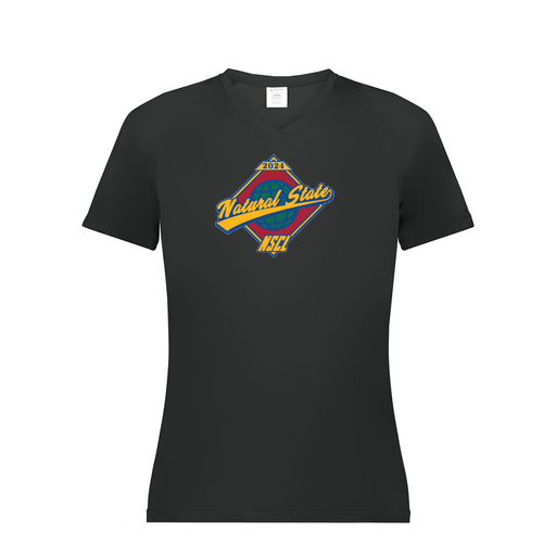 [2792.080.XS-LOGO1] Ladies Smooth Sport V-Neck T-Shirt (Female Adult XS, Black, Logo 1)