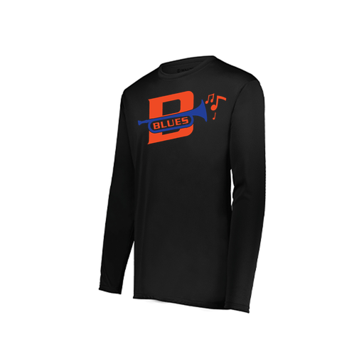 [222823.080.S-LOGO3] Youth LS Smooth Sport Shirt (Youth S, Black, Logo 3)