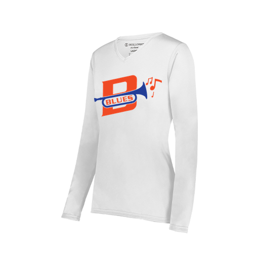 [222824.005.S-LOGO3] Ladies LS Smooth Sport Shirt (Female Adult S, White, Logo 3)